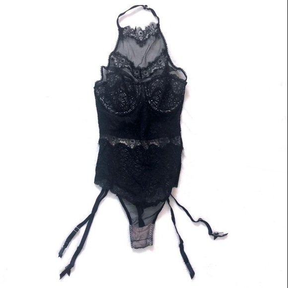 Victoria’sSecret NEW Women's Halter-neck Chantilly Lace Bodysuit Size 32C (L003) - Picture 5 of 10